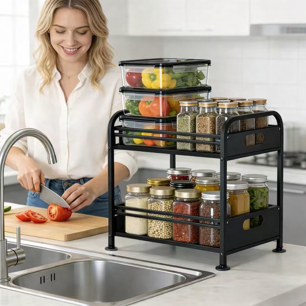 Pull-Out Under-Sink Organizer – 2-Tier Sliding Cabinet Storage Rack