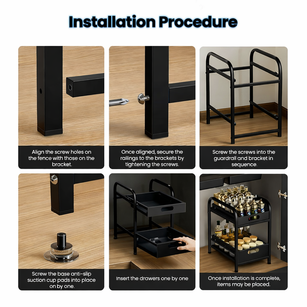 Pull-Out Under-Sink Organizer – 2-Tier Sliding Cabinet Storage Rack