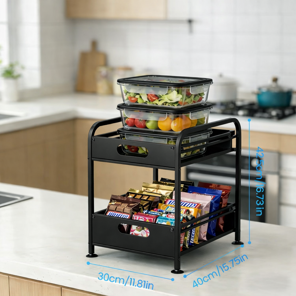 Pull-Out Under-Sink Organizer – 2-Tier Sliding Cabinet Storage Rack