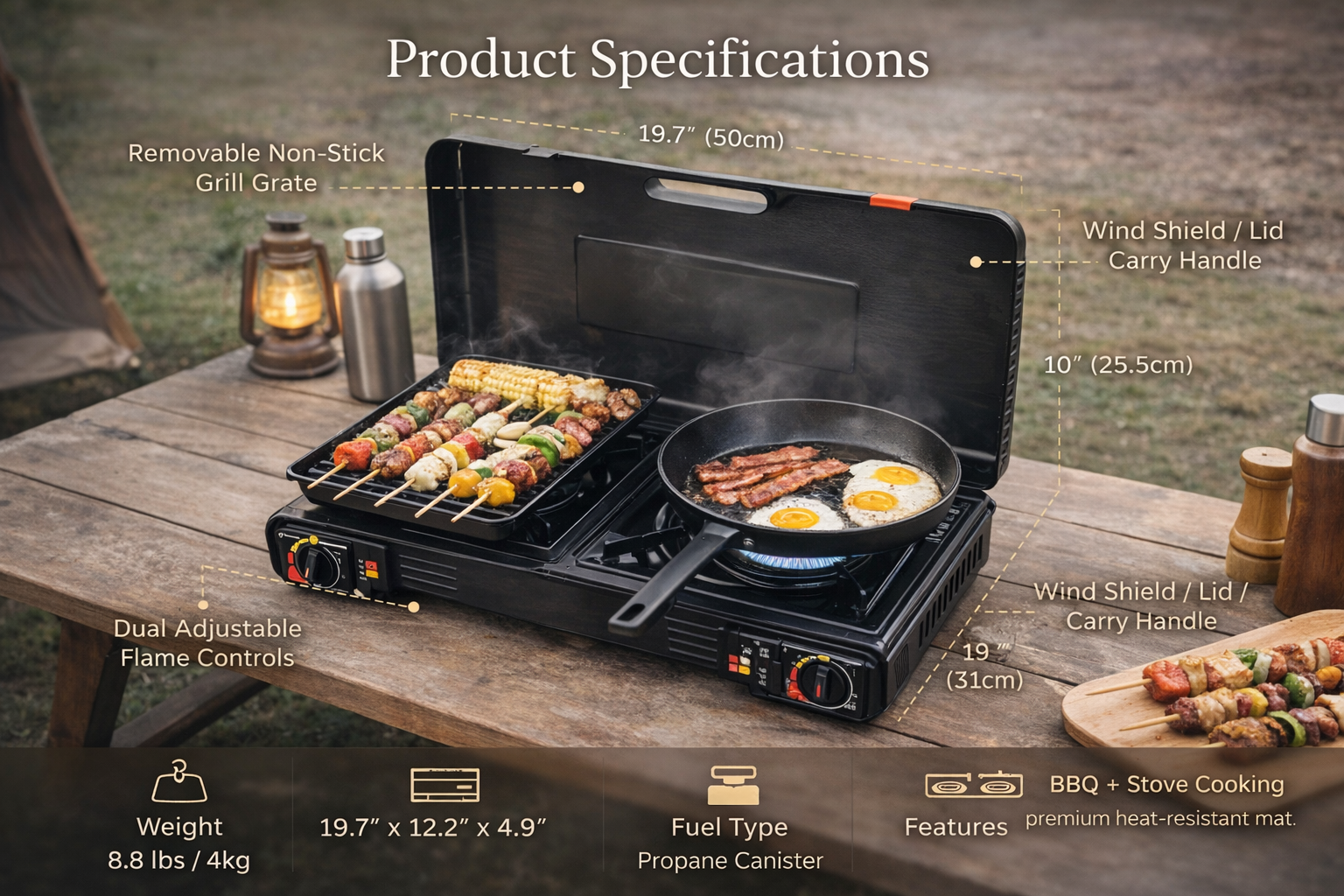 Premiova™ 2-in-1 Portable Gas Stove & BBQ Grill