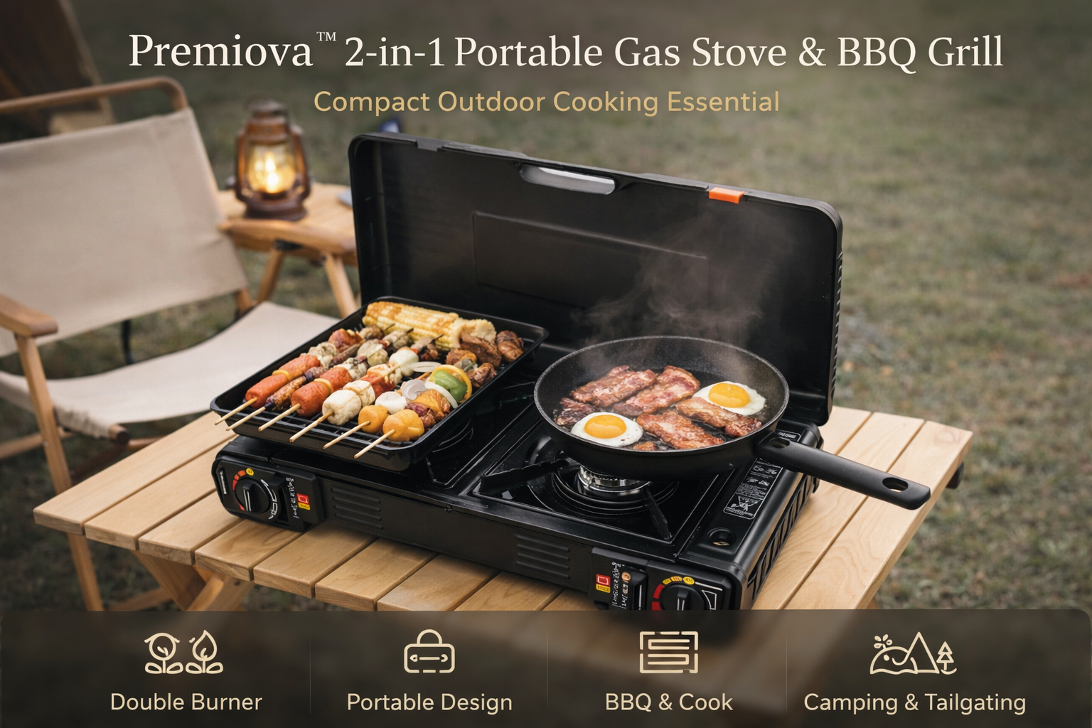 Premiova™ 2-in-1 Portable Gas Stove & BBQ Grill