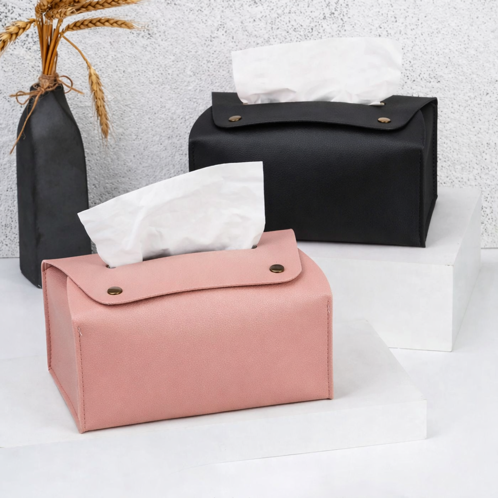 Luxury Leather Tissue Box Cover – Minimal Home Accent