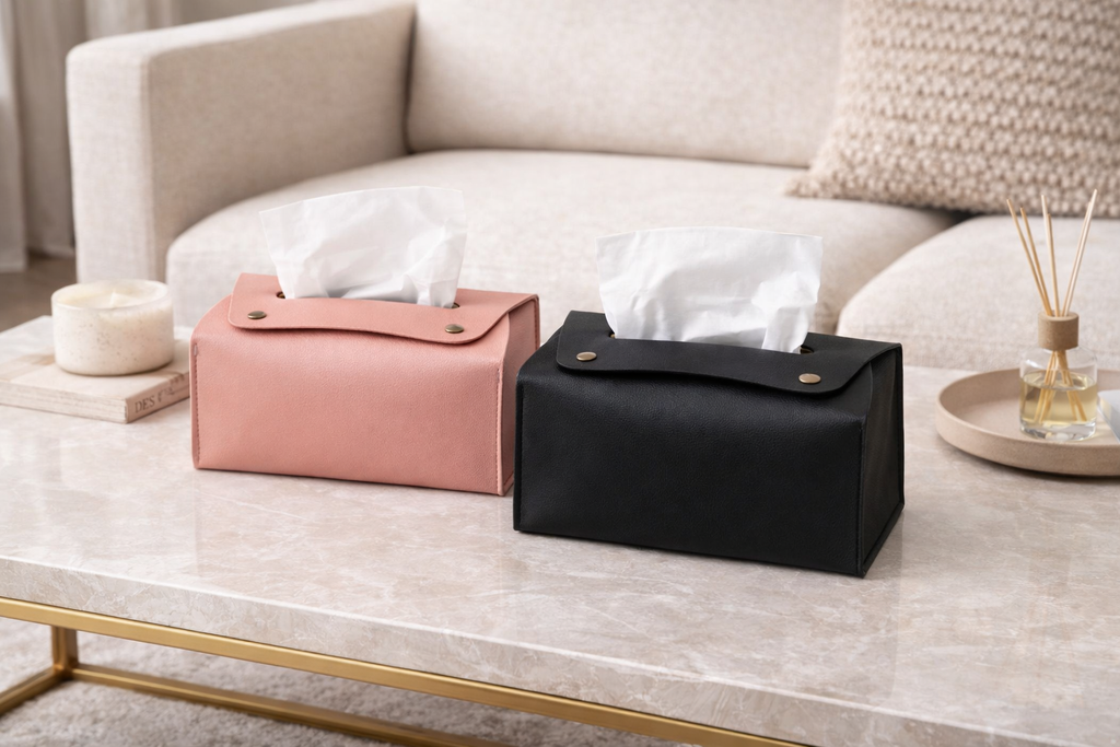 Luxury Leather Tissue Box Cover – Minimal Home Accent