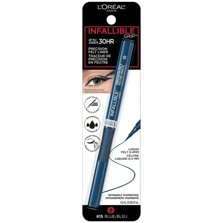 L’Oréal Paris Infallible Precision Felt Eyeliner 615 Blue – Long-Lasting Waterproof Liner