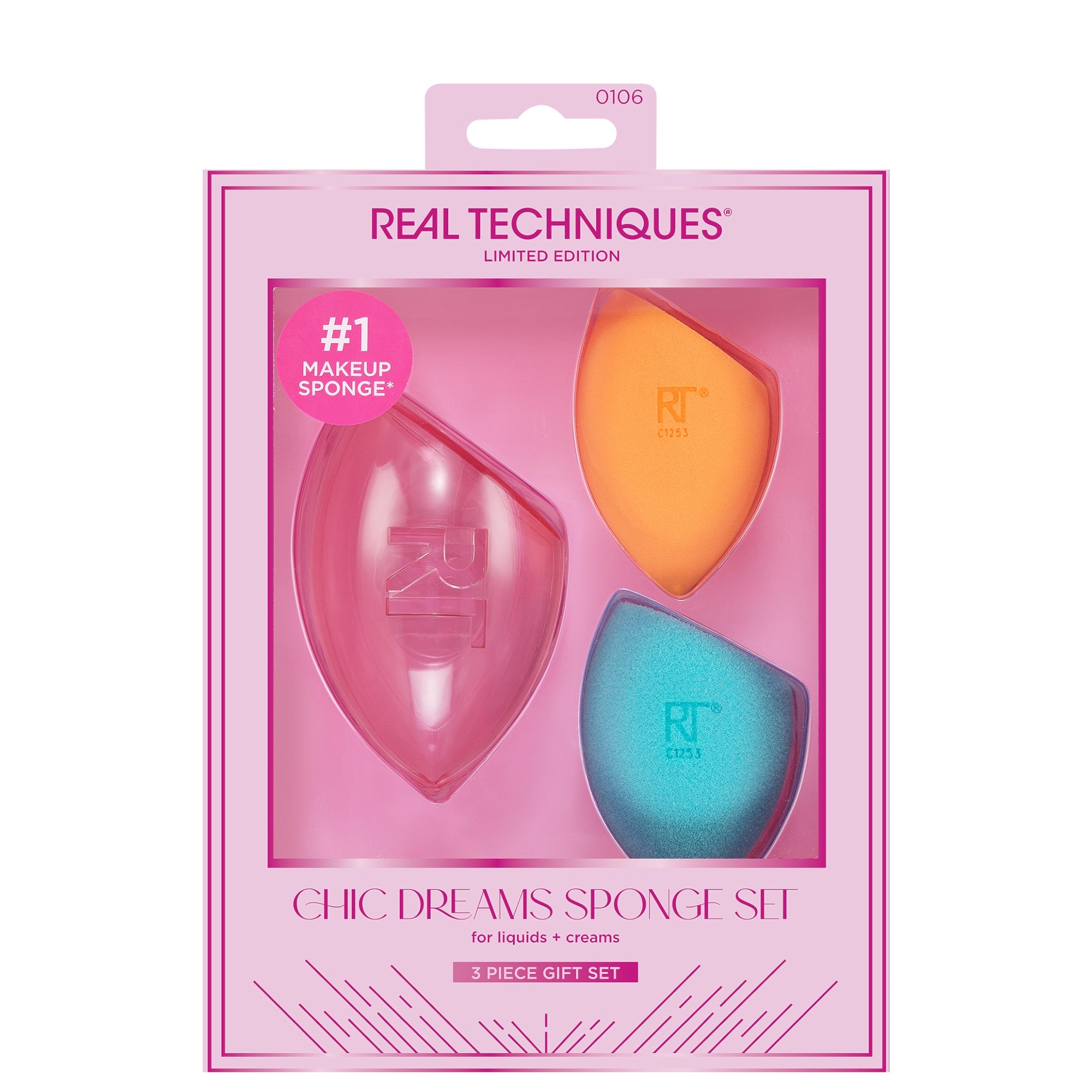 Real Techniques Chic Dreams Sponge Set – 2 Makeup Sponges + Travel Case