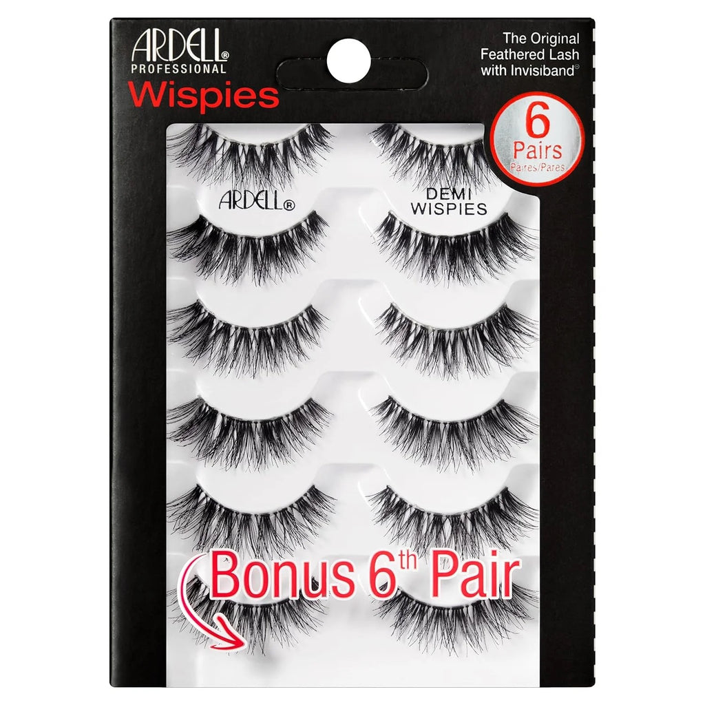 Ardell Wispies False Eyelashes – 6 Pairs (Black) Natural Volume Lashes