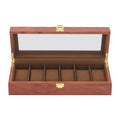Handcrafted Wooden Watch Display Box – 6-Slot Glass-Top Storage Case with Velvet Interior