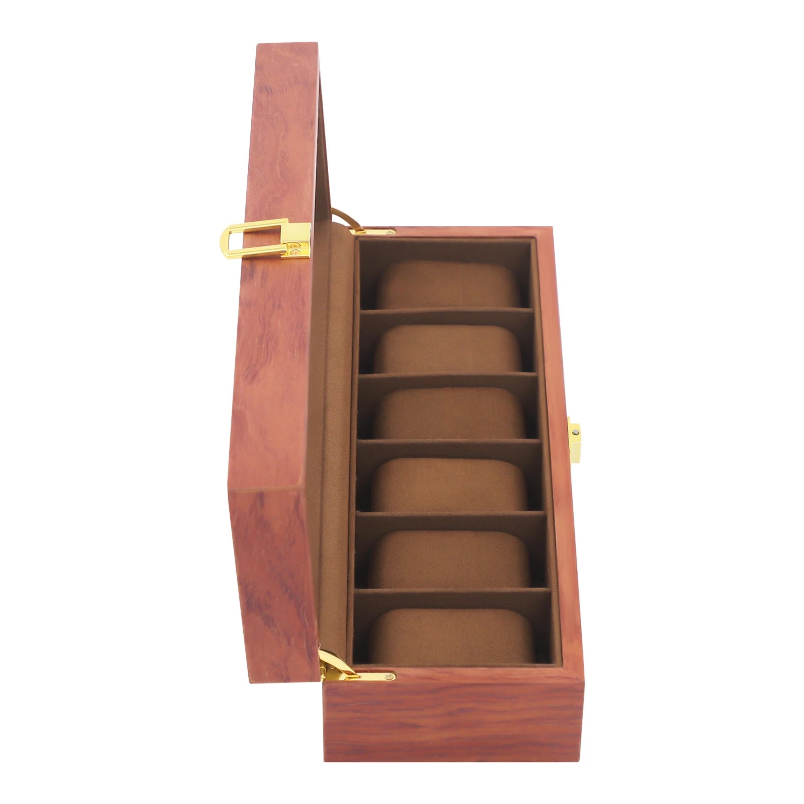 Handcrafted Wooden Watch Display Box – 6-Slot Glass-Top Storage Case with Velvet Interior