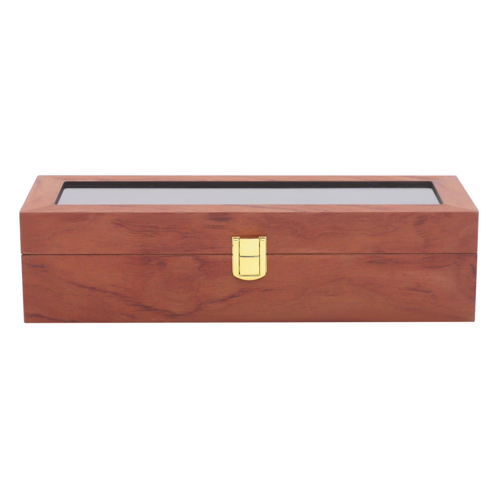 Handcrafted Wooden Watch Display Box – 6-Slot Glass-Top Storage Case with Velvet Interior