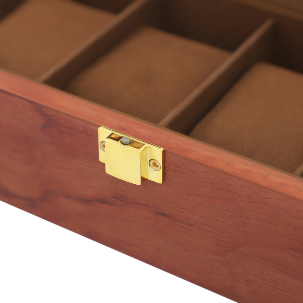 Handcrafted Wooden Watch Display Box – 6-Slot Glass-Top Storage Case with Velvet Interior