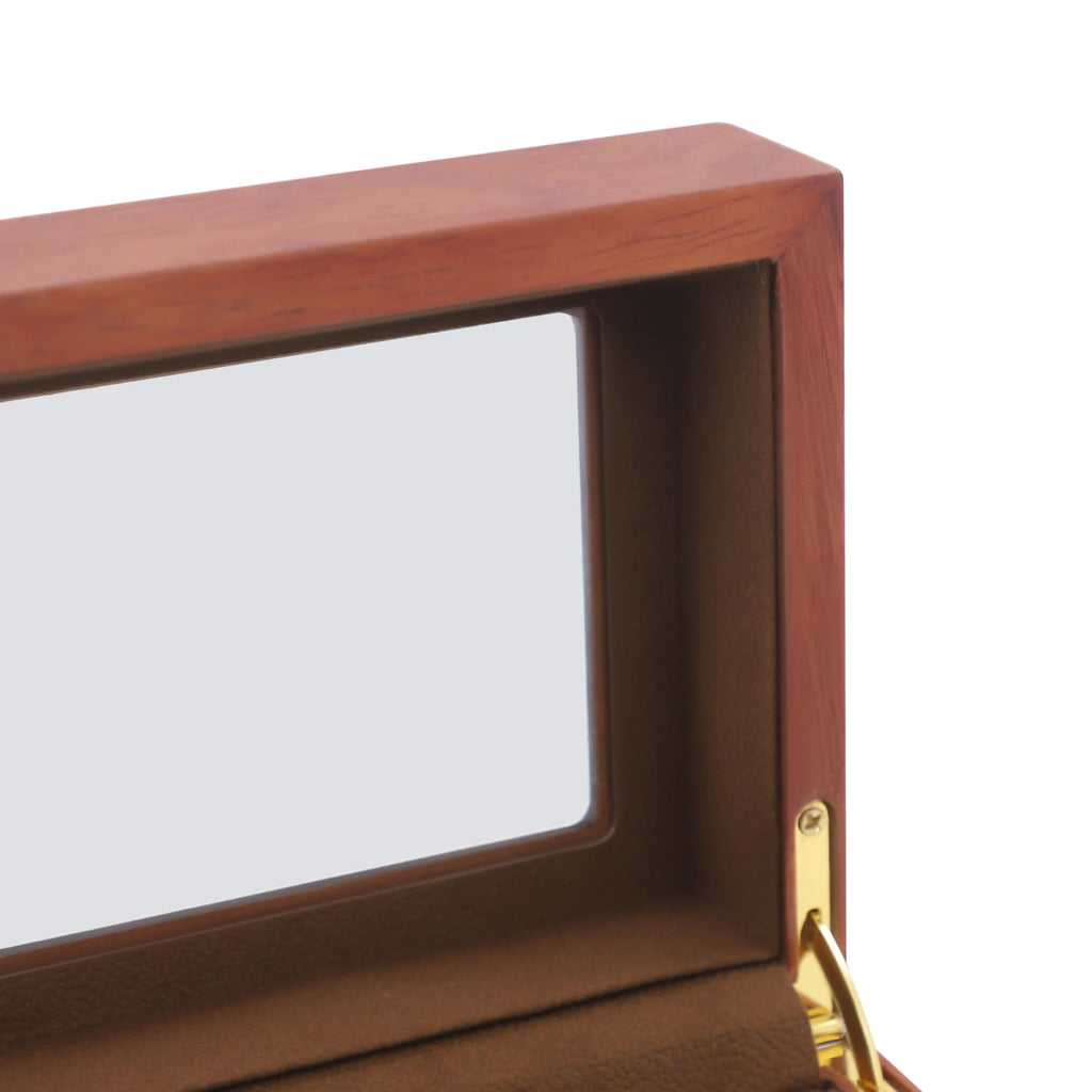 Handcrafted Wooden Watch Display Box – 6-Slot Glass-Top Storage Case with Velvet Interior
