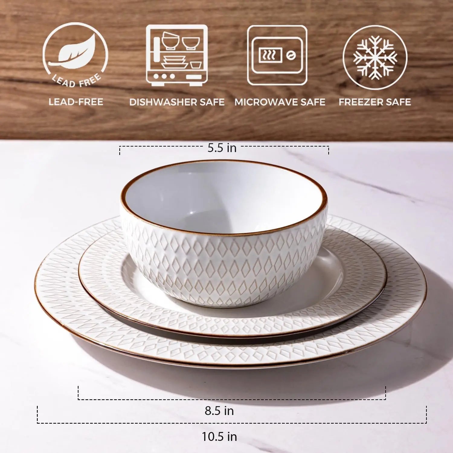 Modern Textured Ceramic Dinnerware Set – Elegant White Porcelain Plates & Bowls for Contemporary Dining